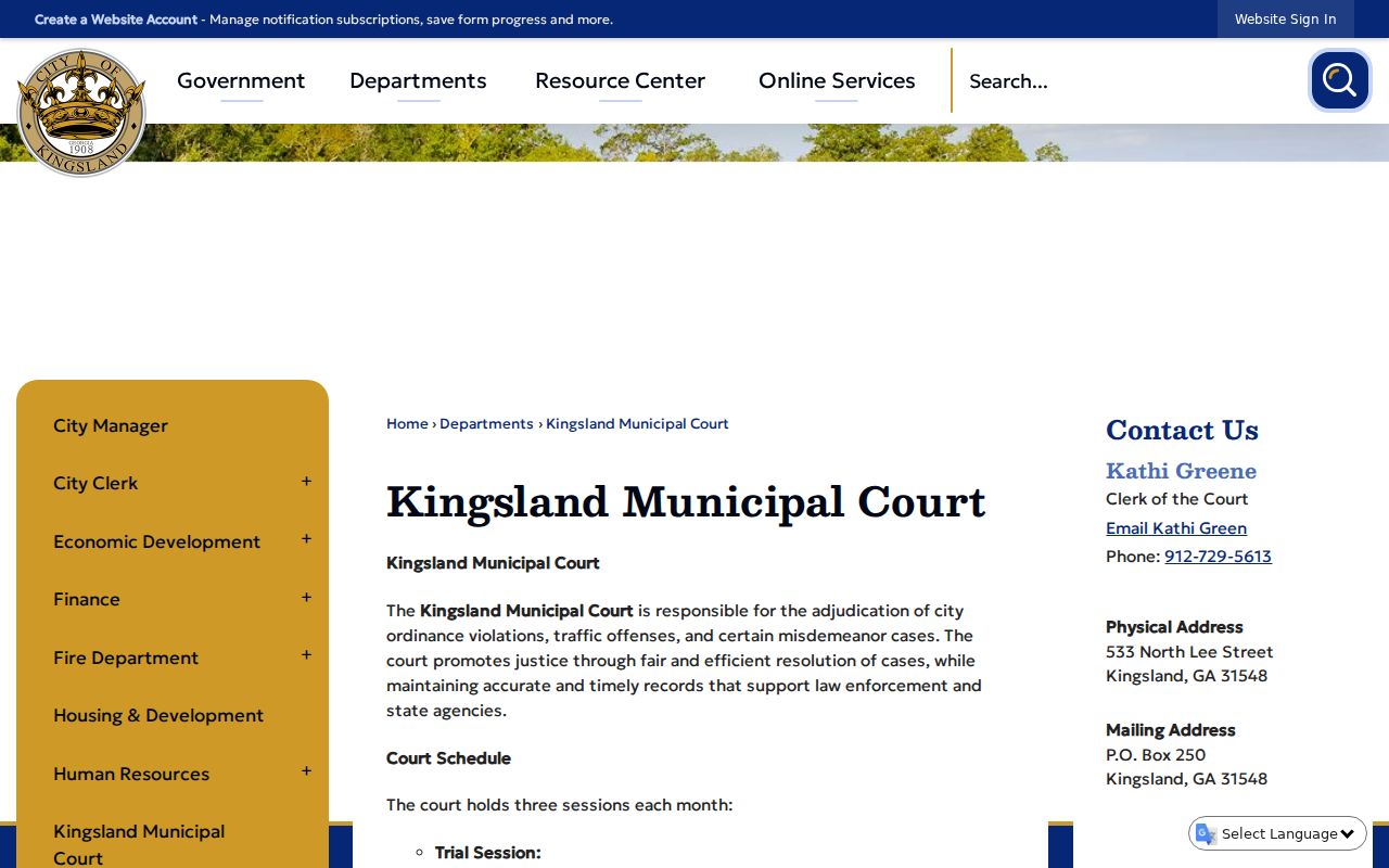 Kingsland court docket and Municipal Court office